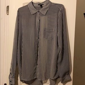 Forever 21 black and white striped button up